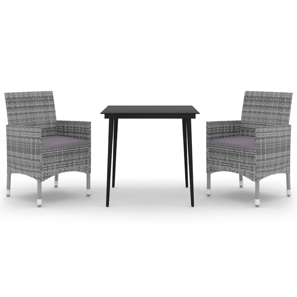 vidaXL Ensemble de salle à manger de jardin 3 pièces avec coussins en résine tressée et verre