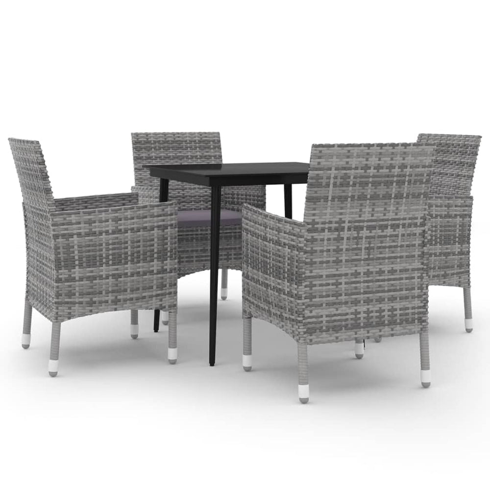 vidaXL Ensemble de salle à manger de jardin 5 pcs avec coussins en résine tressée et verre