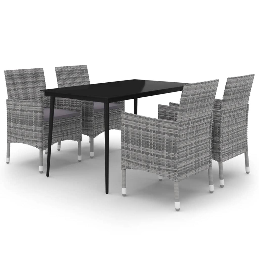 vidaXL Ensemble de salle à manger de jardin 5 pcs avec coussins en résine tressée et verre