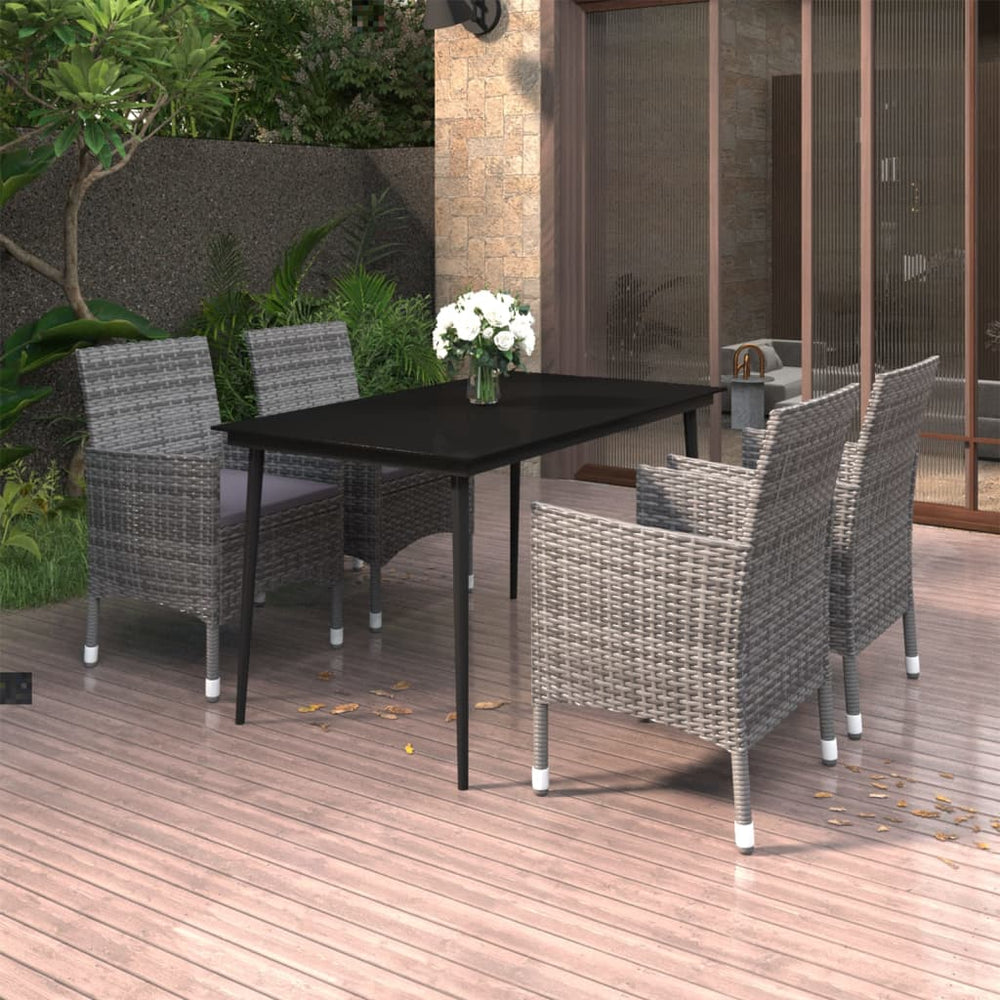 vidaXL Ensemble de salle à manger de jardin 5 pcs avec coussins en résine tressée et verre