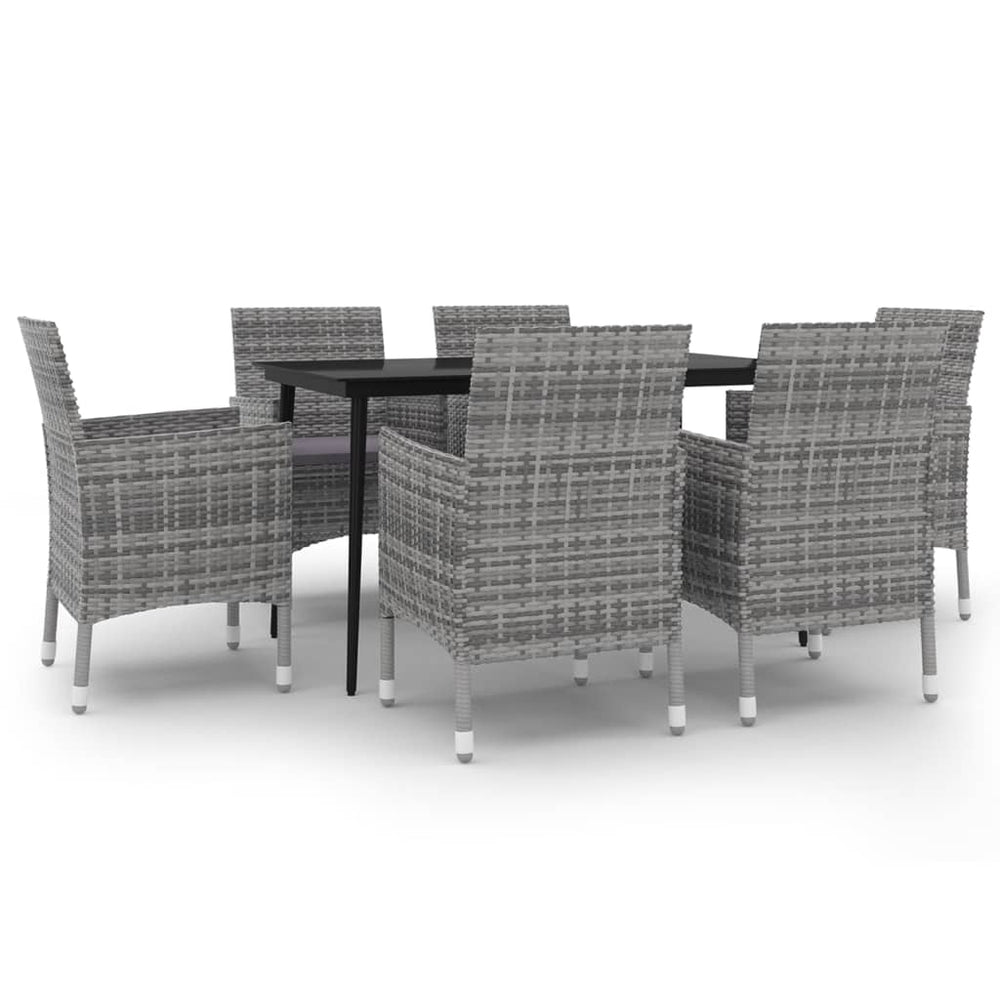 vidaXL Salon de jardin à dîner 7 pcs avec coussins résine tressée et verre