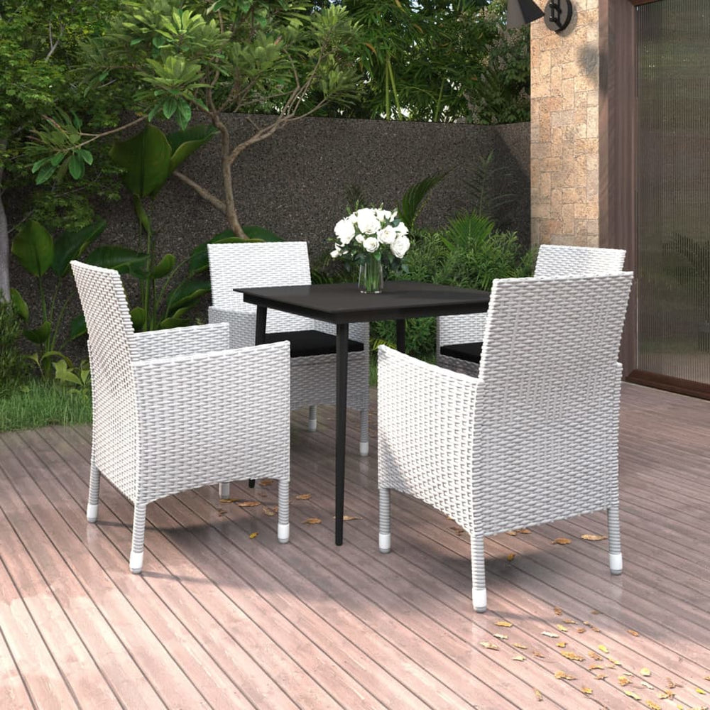vidaXL Ensemble de salle à manger de jardin 5 pcs avec coussins en résine tressée et verre
