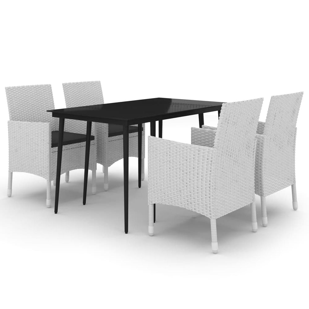 vidaXL Ensemble de salle à manger de jardin 5 pcs avec coussins en résine tressée et verre