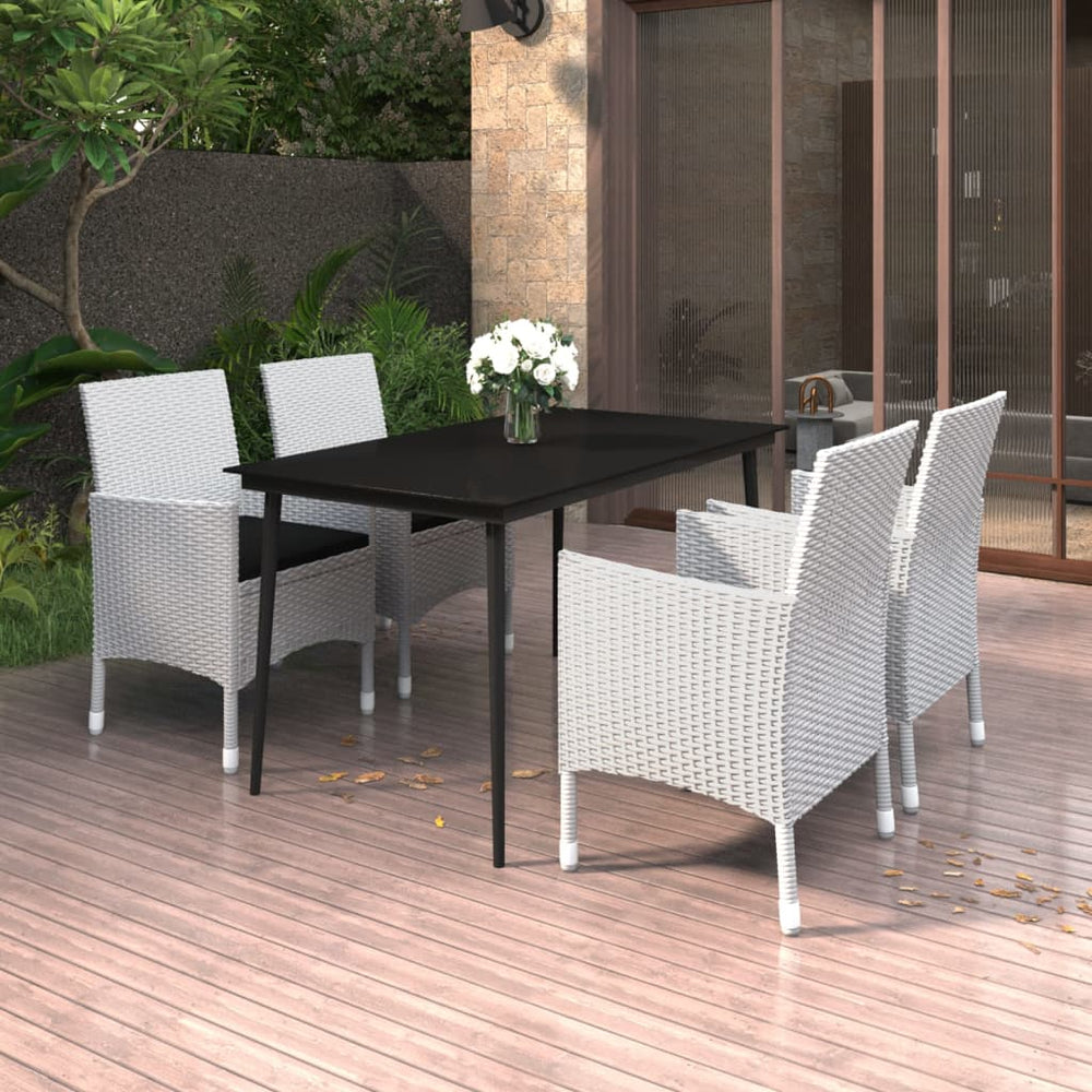 vidaXL Ensemble de salle à manger de jardin 5 pcs avec coussins en résine tressée et verre