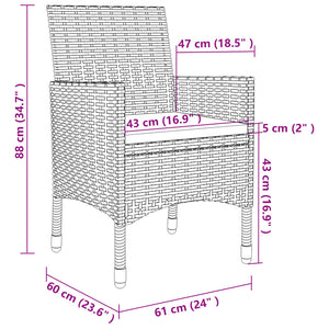 9-tlg. Garten-Essgruppe mit Kissen Poly Rattan und Glas