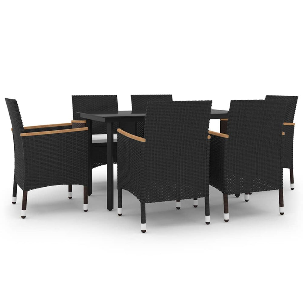 7-tlg. Garten-Essgruppe mit Auflagen Poly Rattan und Glas