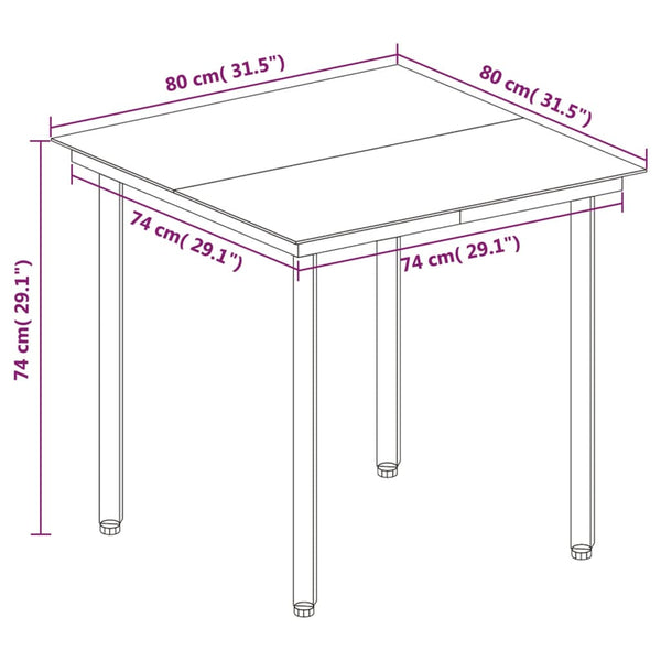 3-tlg. Garten-Essgruppe mit Auflagen Poly Rattan und Glas