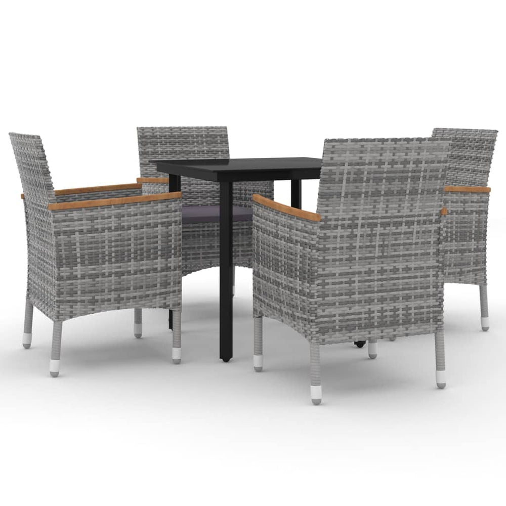 5-tlg. Garten-Essgruppe mit Auflagen Poly Rattan und Glas