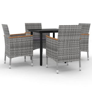 5-tlg. Garten-Essgruppe mit Auflagen Poly Rattan und Glas