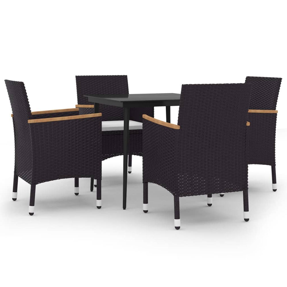 5-tlg. Garten-Essgruppe mit Auflagen Poly Rattan und Glas