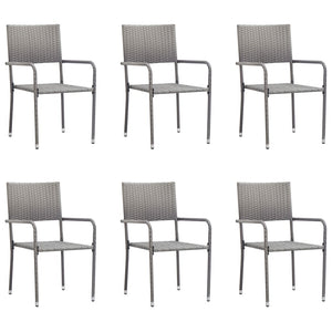 vidaXL Chaises de jardin 6 pcs empilables Résine tressée Gris