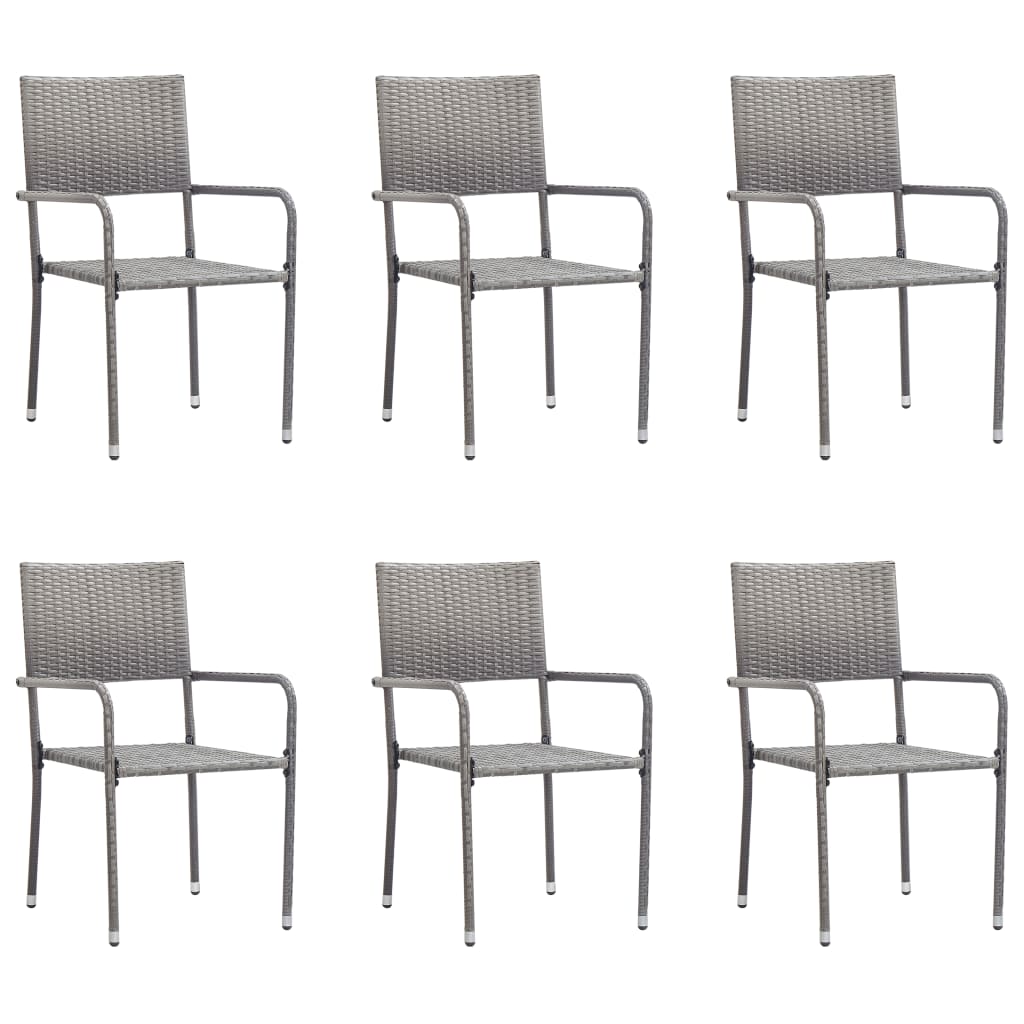 vidaXL Chaises de jardin 6 pcs empilables Résine tressée Gris