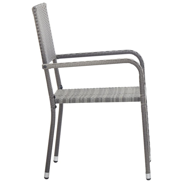vidaXL Chaises de jardin 6 pcs empilables Résine tressée Gris