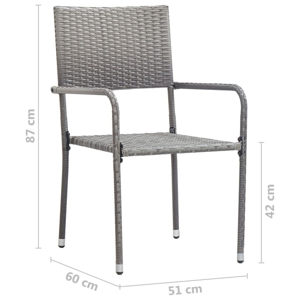 vidaXL Chaises de jardin 6 pcs empilables Résine tressée Gris