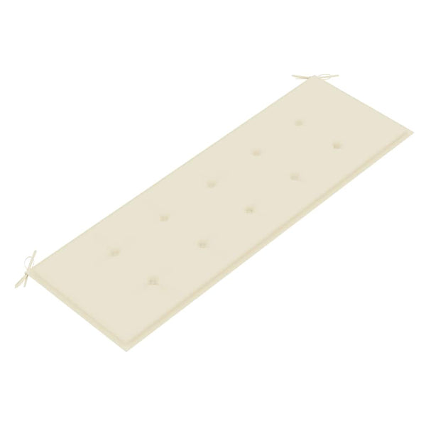 Batavia-Bank mit Creme Kissen 150 cm Massivholz Teak