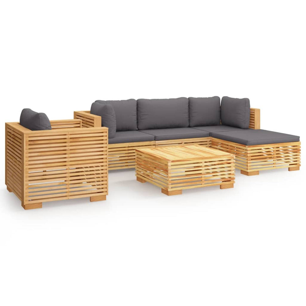 vidaXL Salon de jardin 6 pcs avec coussins Bois de teck massif