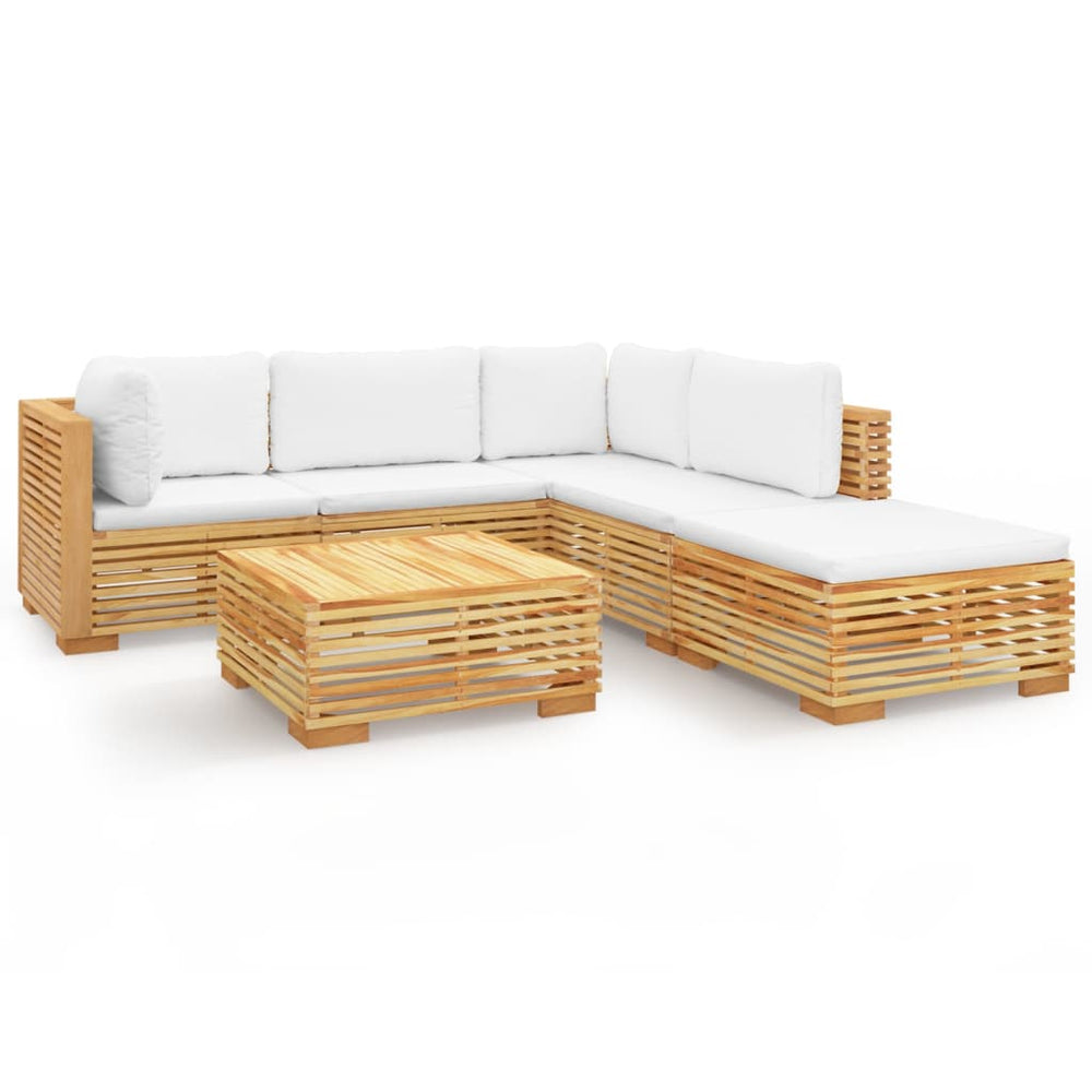 vidaXL Salon de jardin 6 pcs avec coussins Bois de teck massif