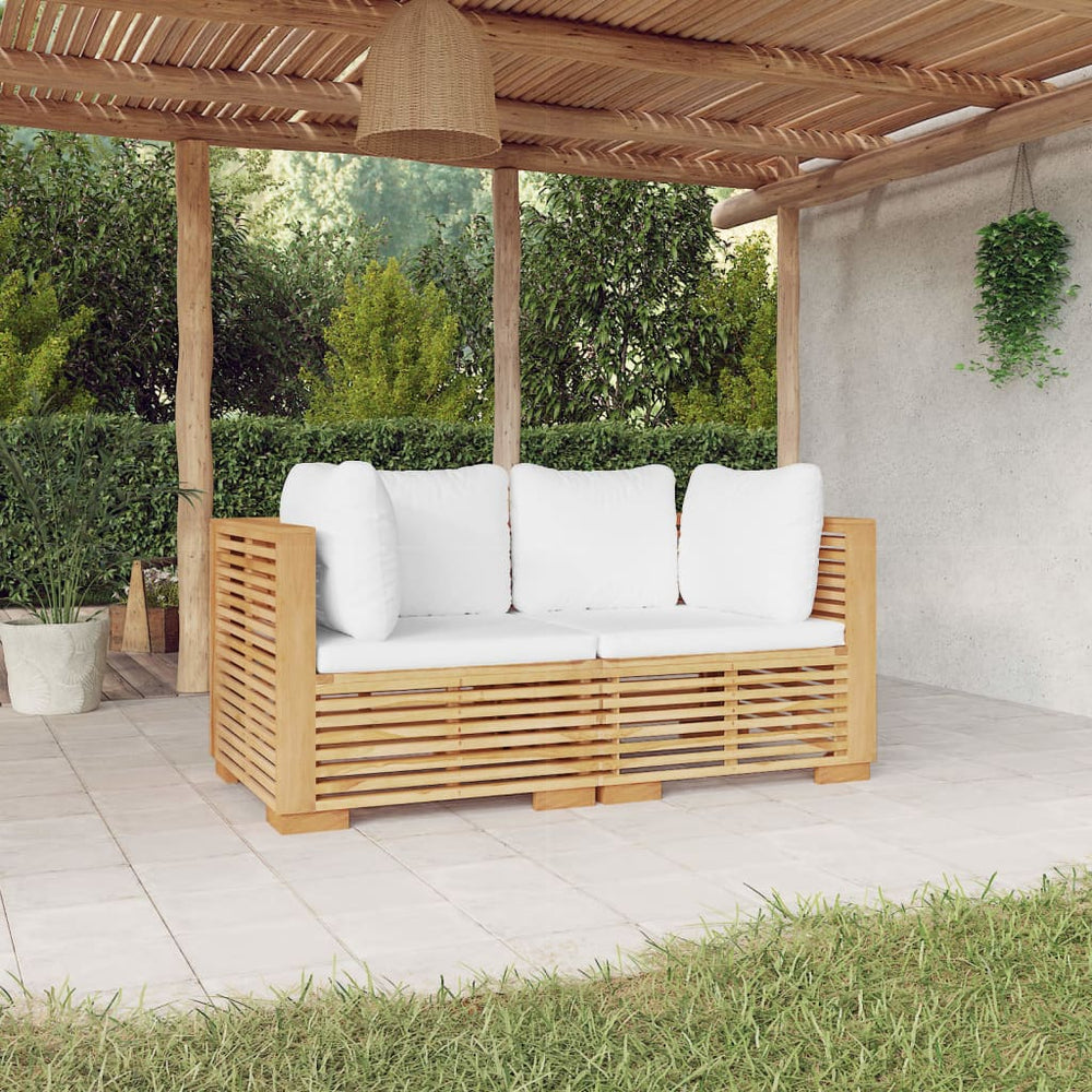 vidaXL Canapés d'angle de jardin avec coussins 2 pcs Bois de teck massif