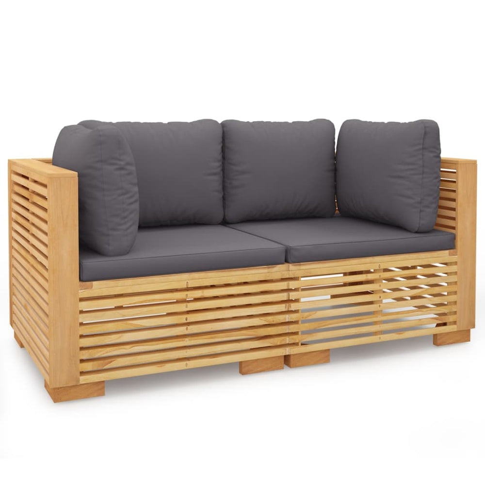 vidaXL Canapés d'angle de jardin avec coussins 2 pcs Bois de teck massif