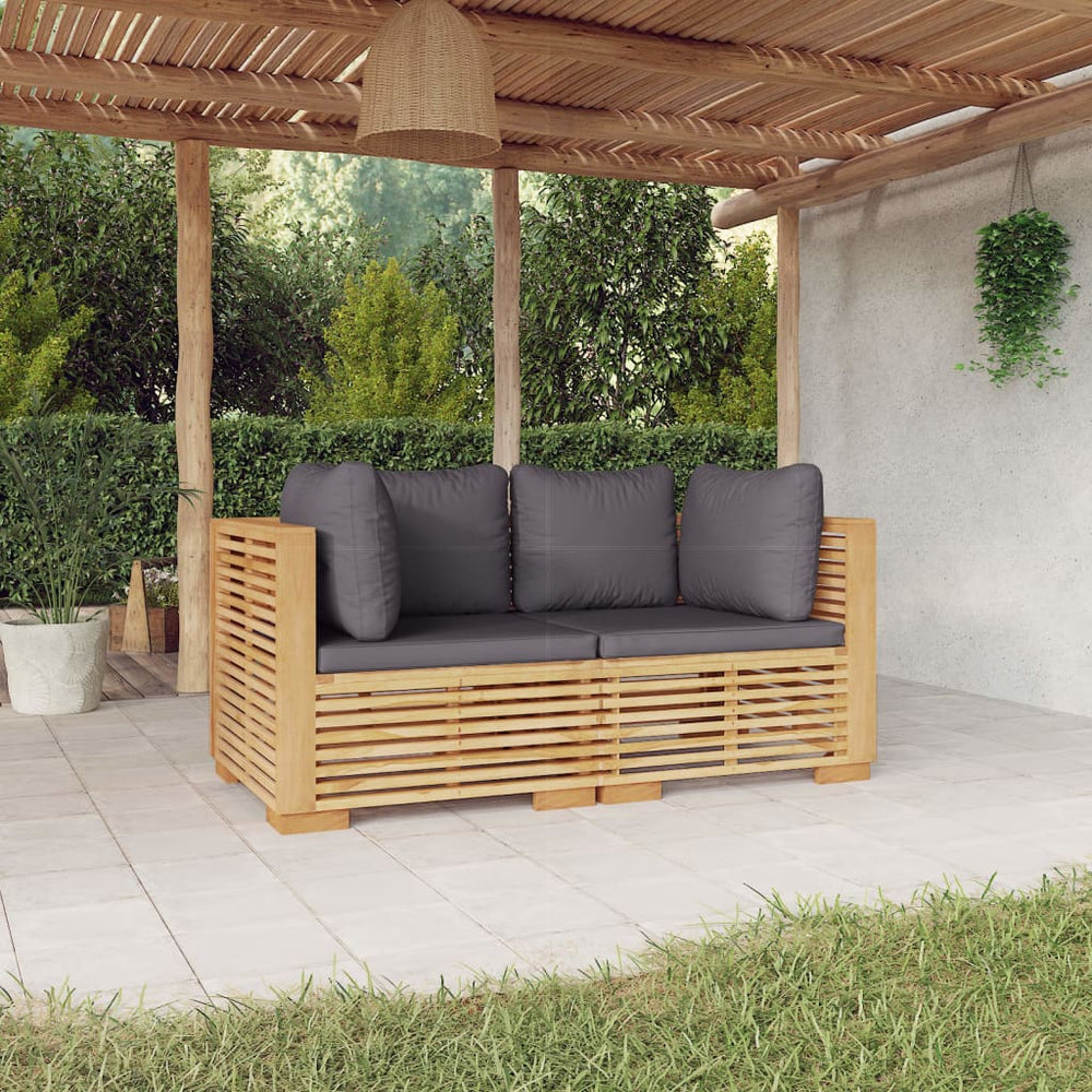 vidaXL Canapés d'angle de jardin avec coussins 2 pcs Bois de teck massif