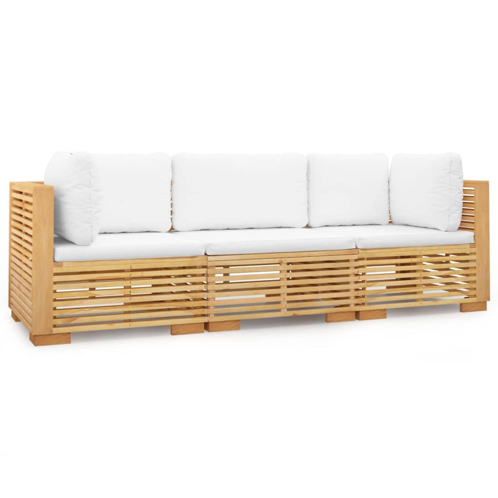 vidaXL Salon de jardin 3 pcs avec coussins Bois de teck massif