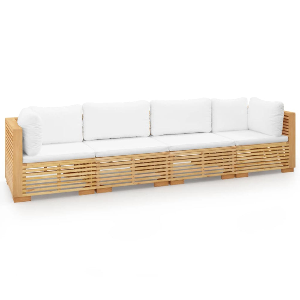 vidaXL Salon de jardin 4 pcs avec coussins en teck massif