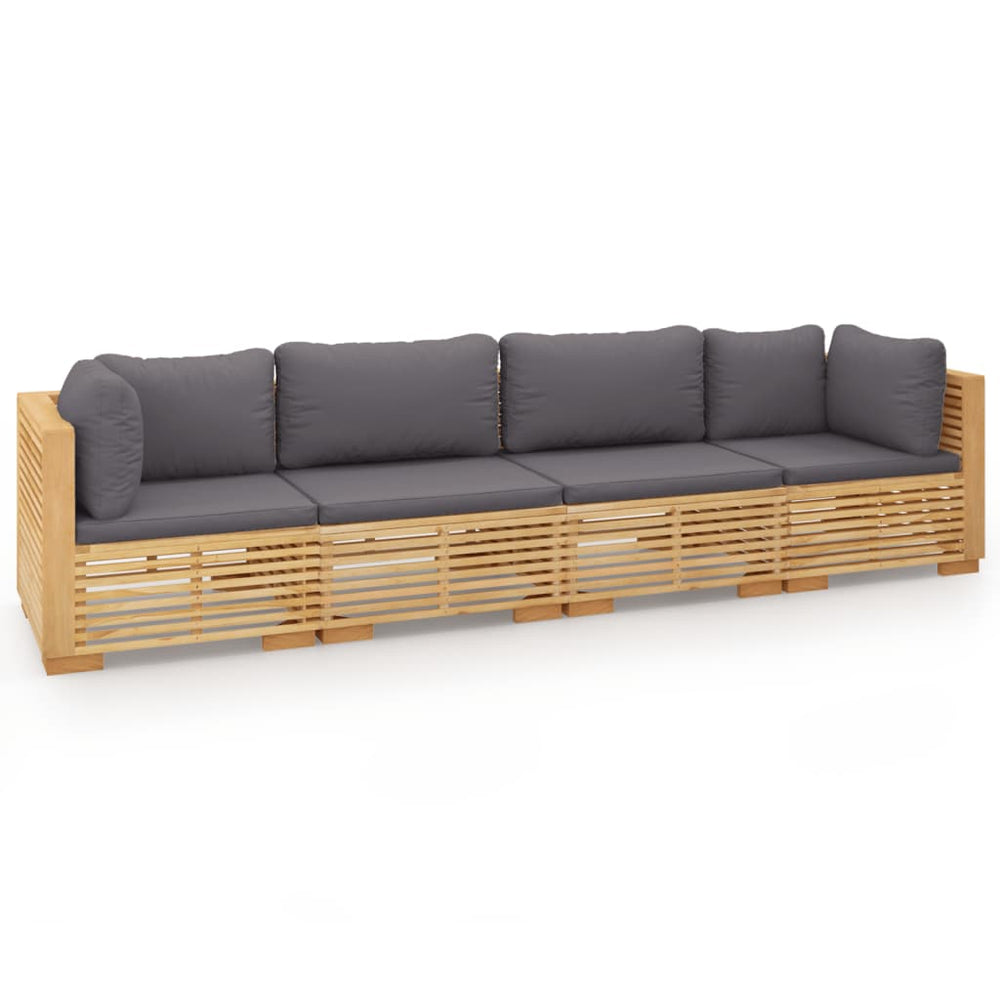 vidaXL Salon de jardin 4 pcs avec coussins en teck massif