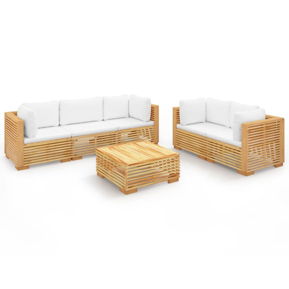 vidaXL Salon de jardin 6 pcs avec coussins Bois de teck massif