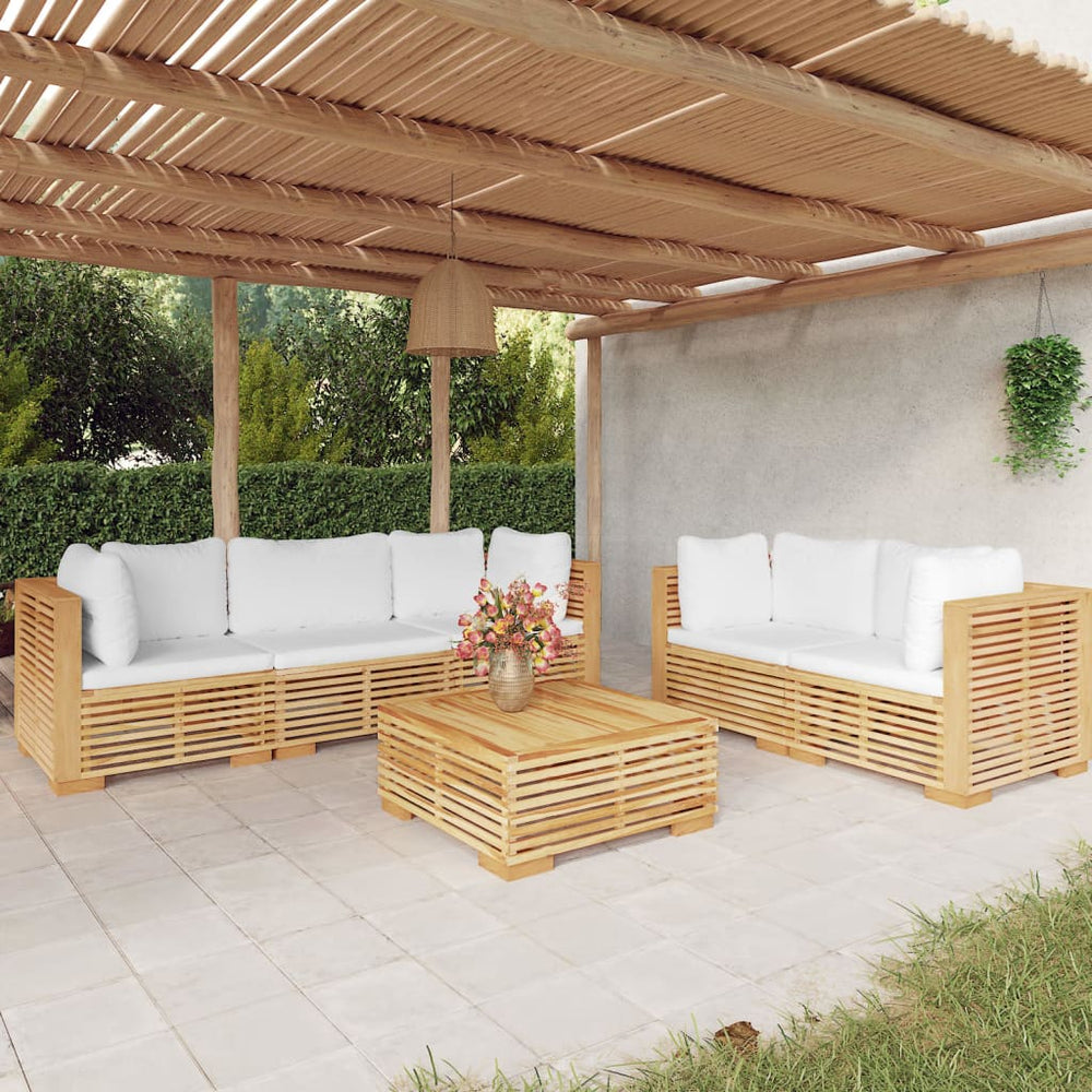 vidaXL Salon de jardin 6 pcs avec coussins Bois de teck massif