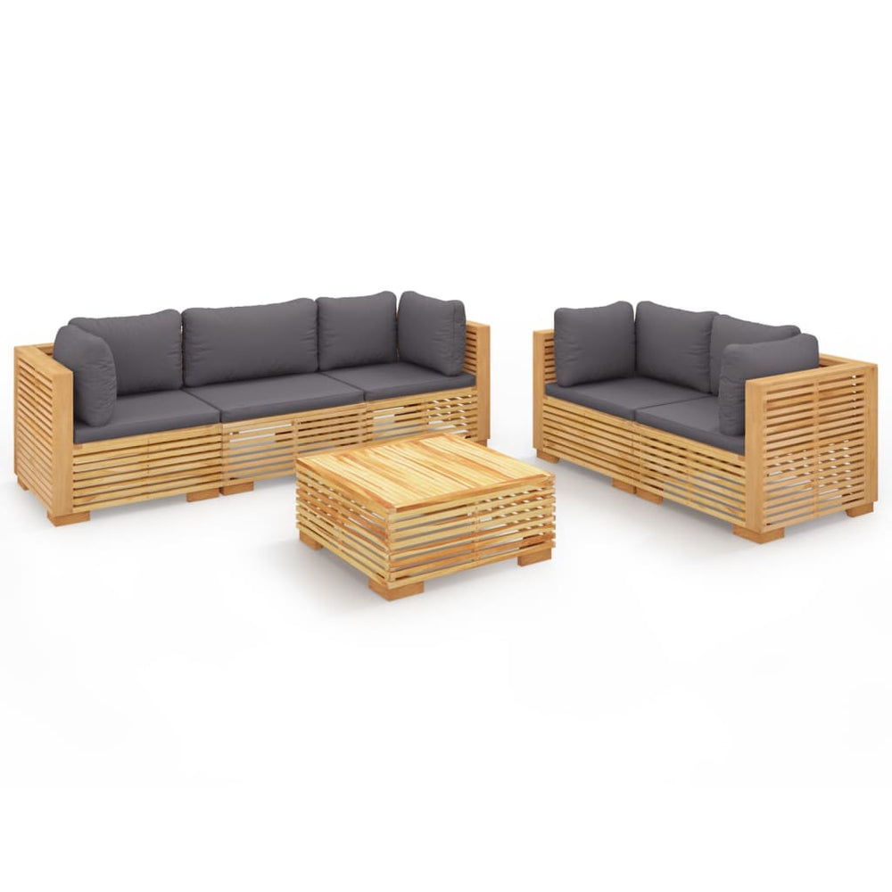 vidaXL Salon de jardin 6 pcs avec coussins Bois de teck massif
