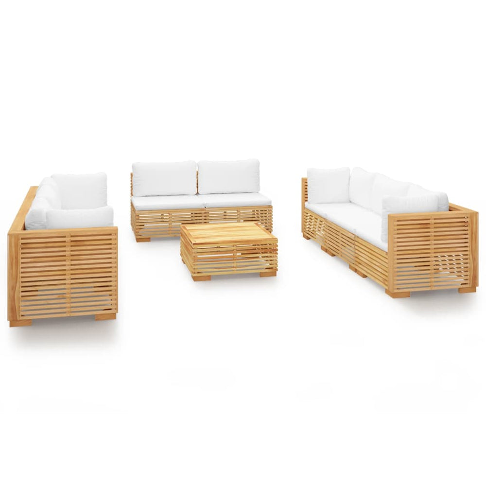 vidaXL Salon de jardin 9 pcs avec coussins Bois de teck massif