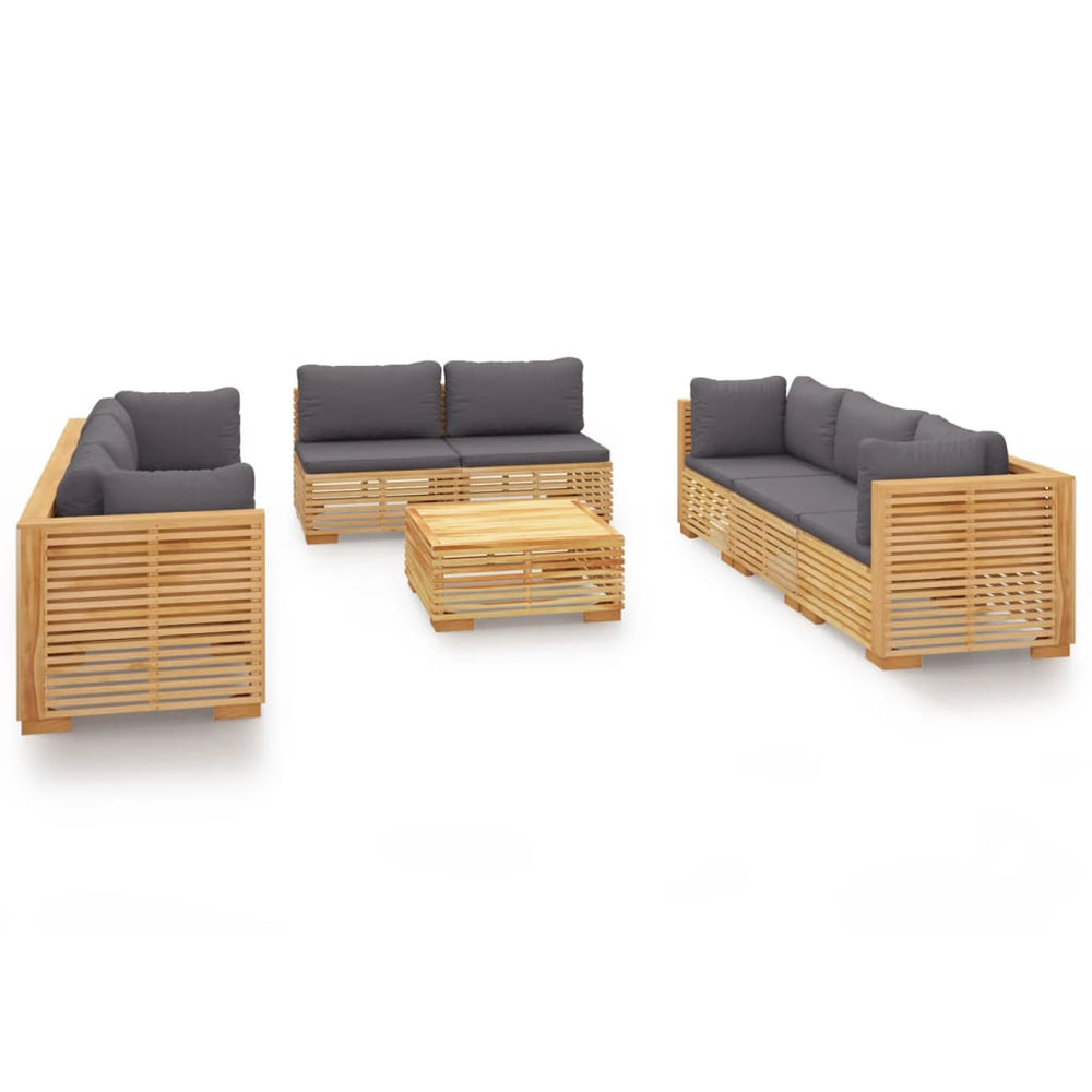 vidaXL Salon de jardin 9 pcs avec coussins Bois de teck massif