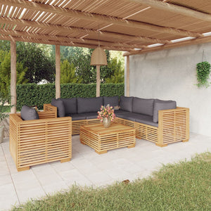 7-tlg. Garten-Lounge-Set mit Kissen Massivholz Teak