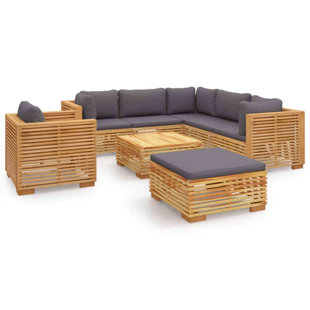 vidaXL Salon de jardin 8 pcs avec coussins Bois de teck massif
