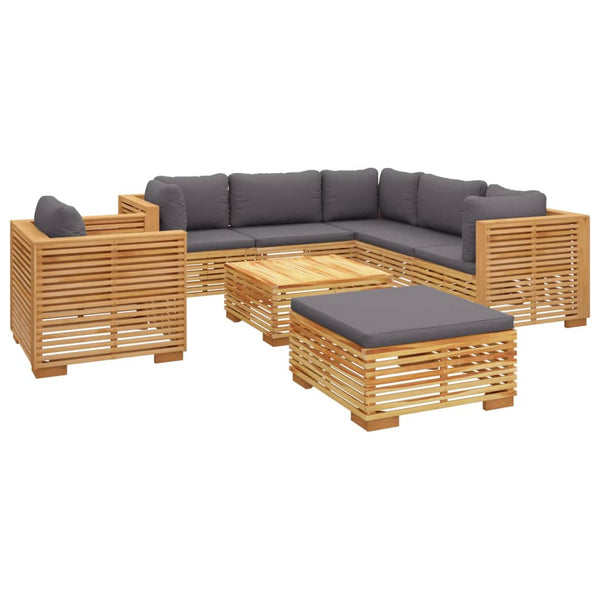 8-tlg. Garten-Lounge-Set mit Kissen Massivholz Teak