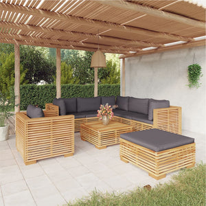 8-tlg. Garten-Lounge-Set mit Kissen Massivholz Teak