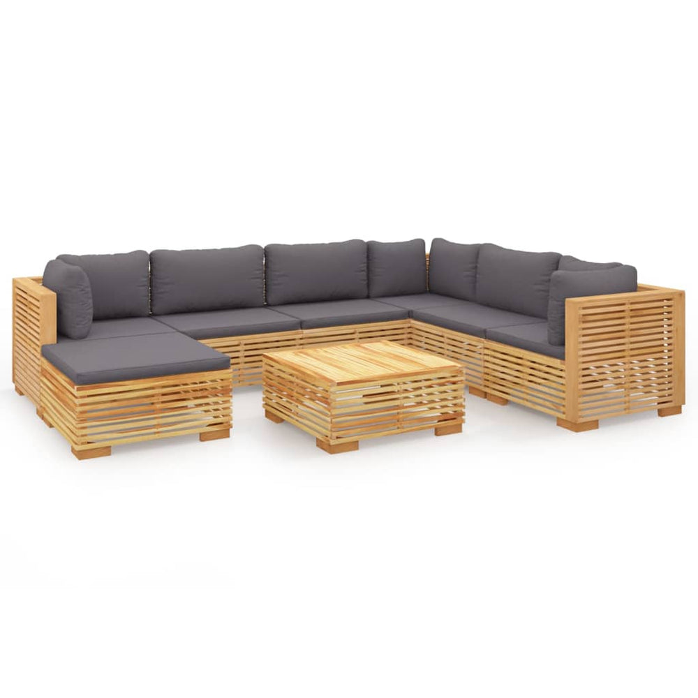 vidaXL Salon de jardin 8 pcs avec coussins Bois de teck massif