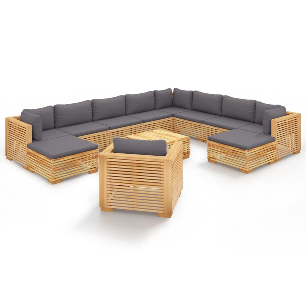 vidaXL Ensemble de jardin lounge 12 pcs avec coussins Bois de teck massif