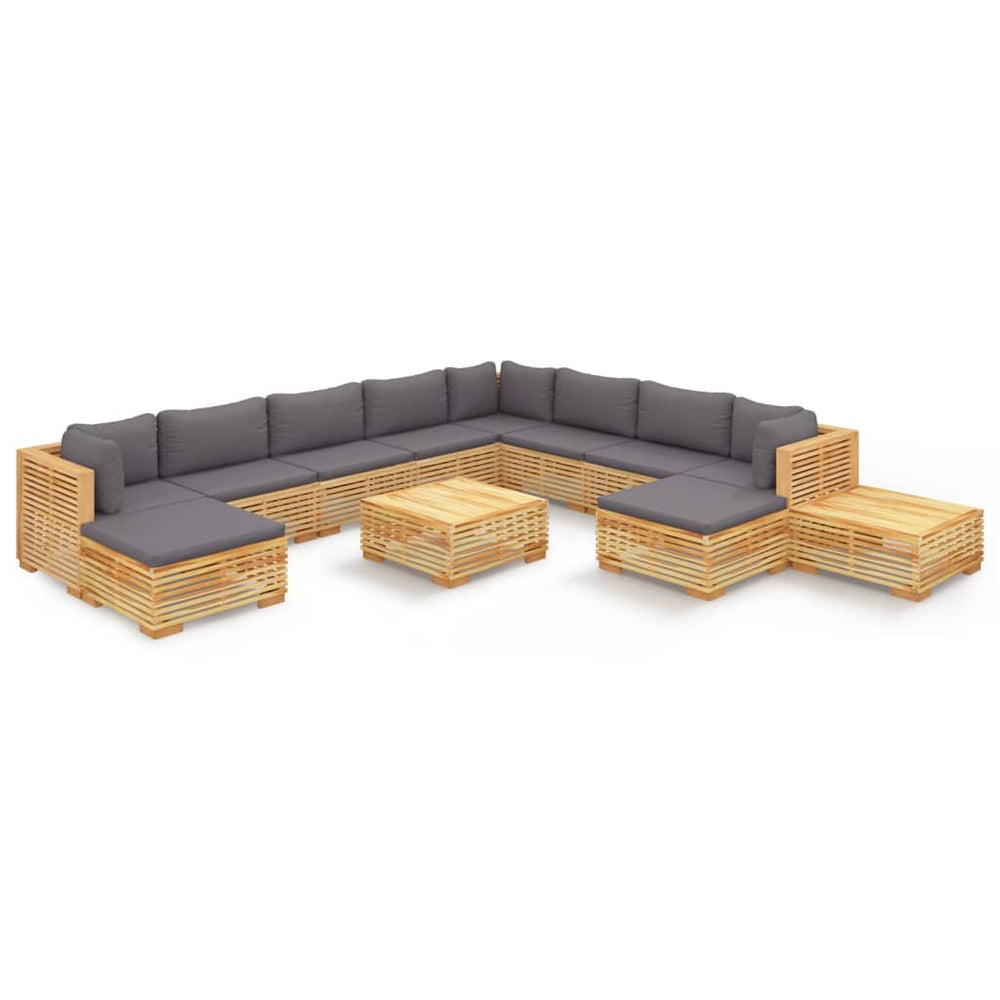 vidaXL Ensemble de jardin lounge 12 pcs avec coussins Bois de teck massif