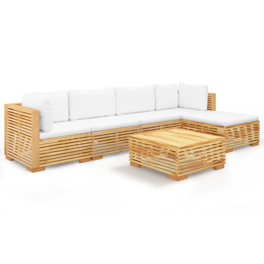 vidaXL Salon de jardin 6 pcs avec coussins Bois de teck massif