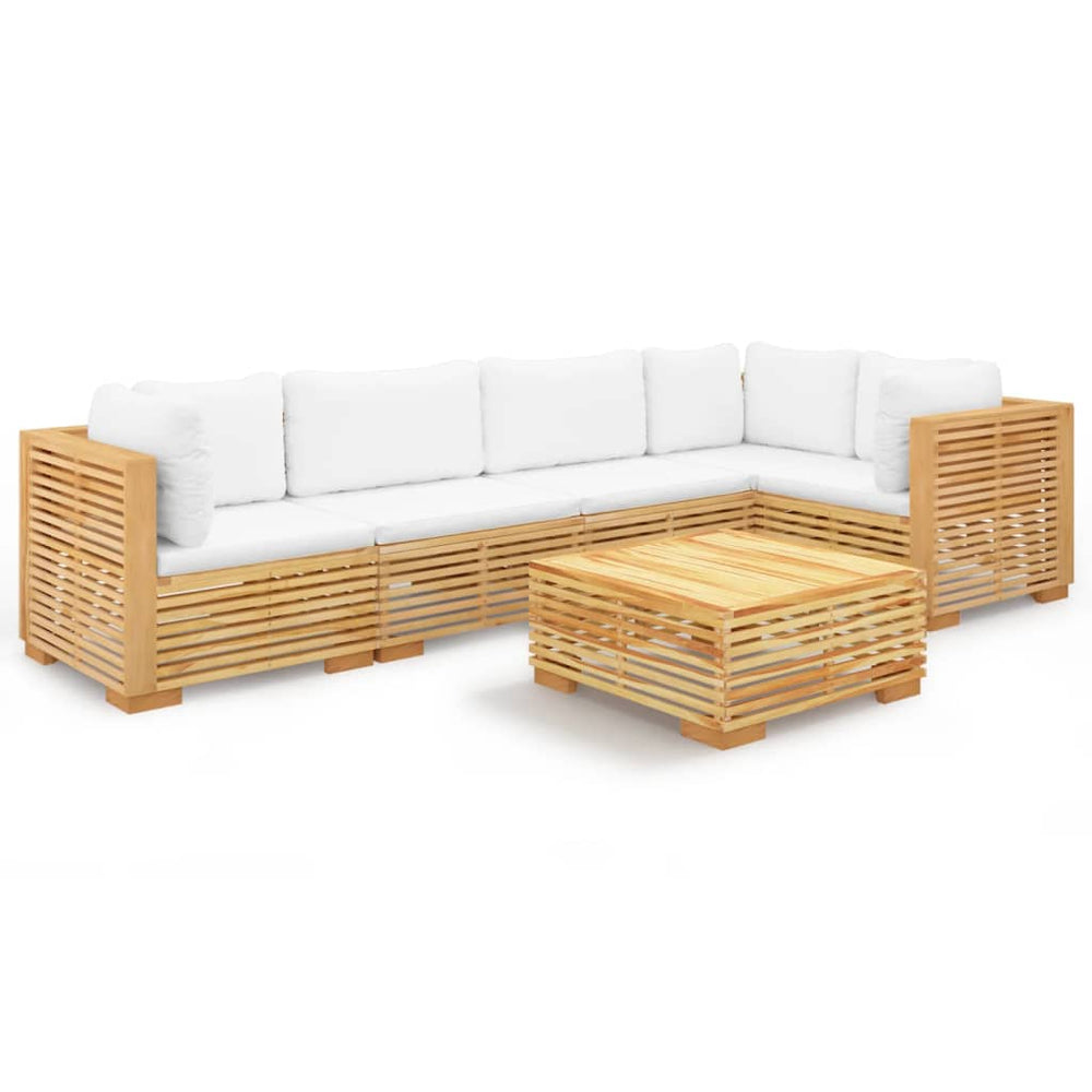 vidaXL Salon de jardin 6 pcs avec coussins Bois de teck massif