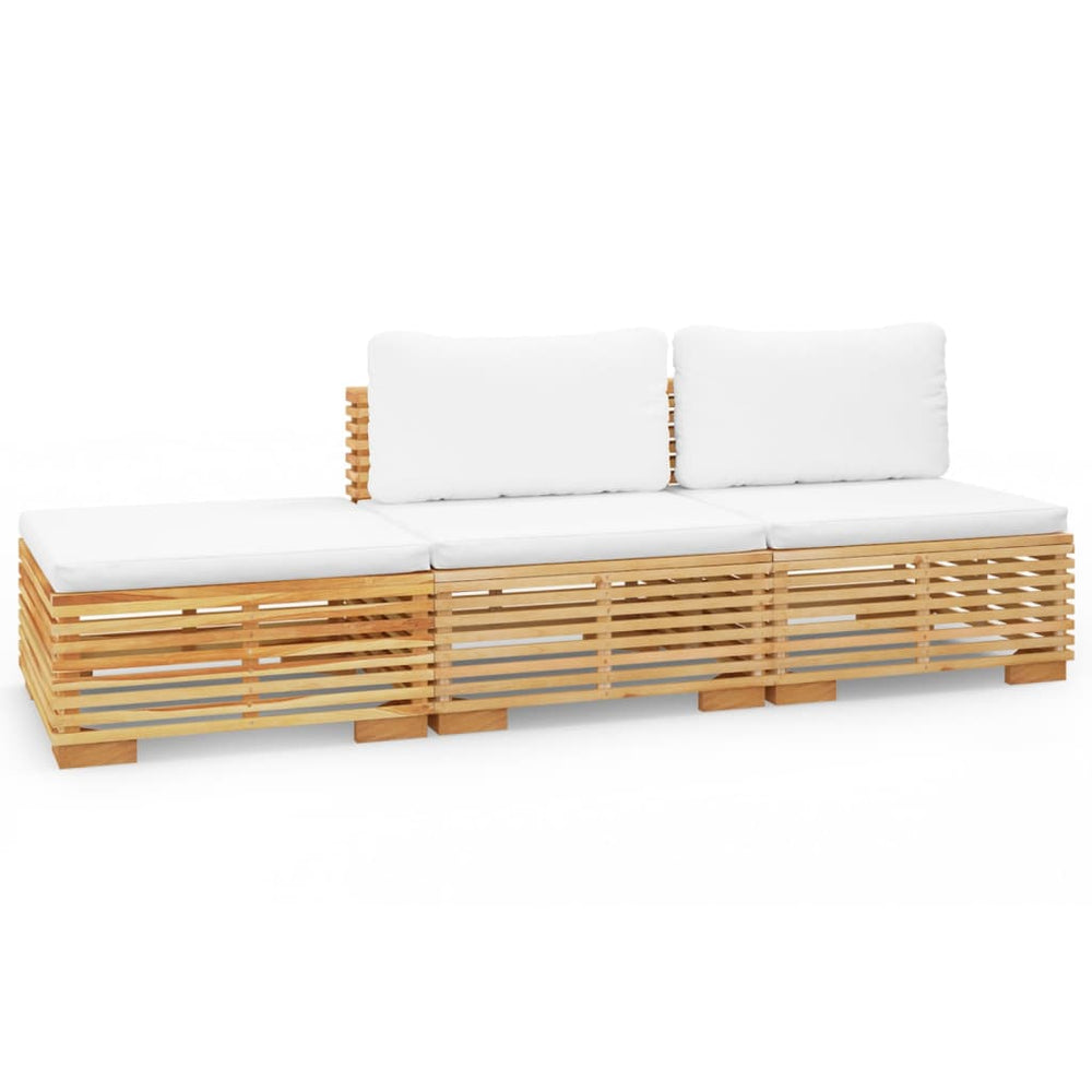 vidaXL Salon de jardin 3 pcs avec coussins Bois de teck massif