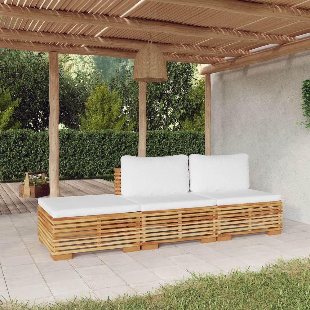 vidaXL Salon de jardin 3 pcs avec coussins Bois de teck massif