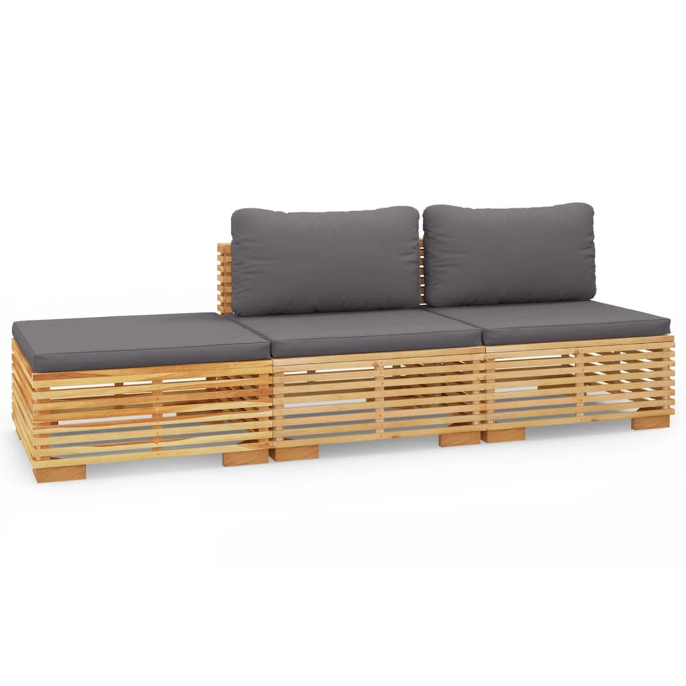 vidaXL Salon de jardin 3 pcs avec coussins Bois de teck massif