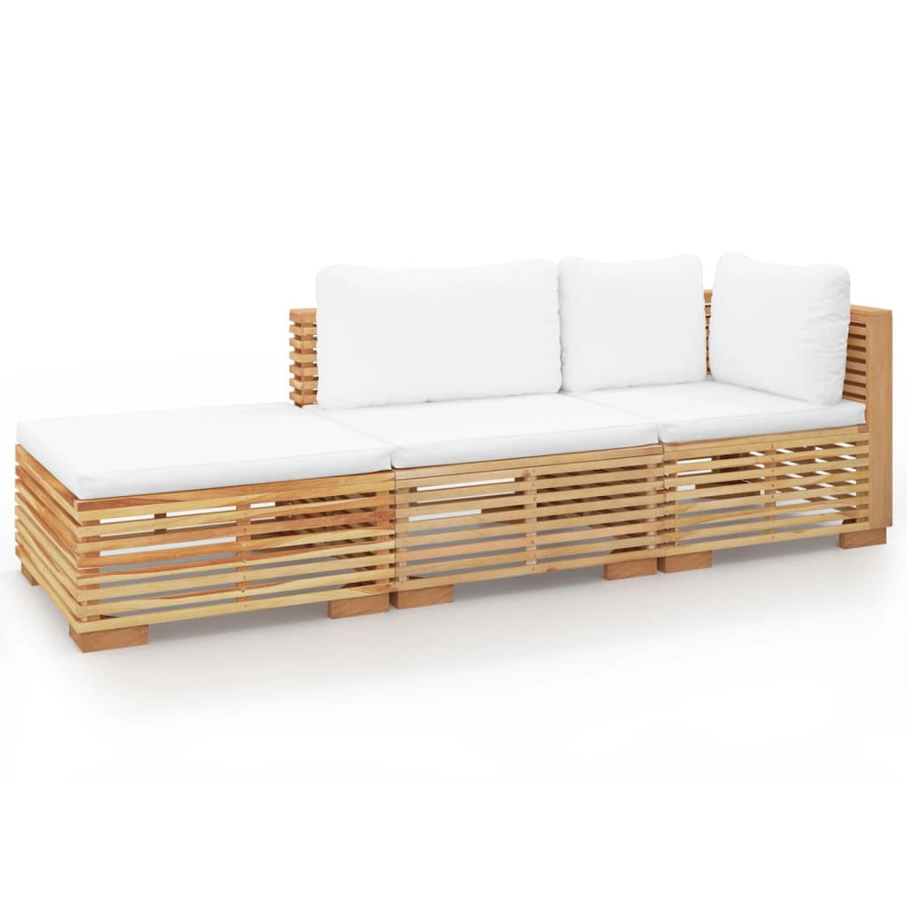 vidaXL Salon de jardin 3 pcs avec coussins Bois de teck massif