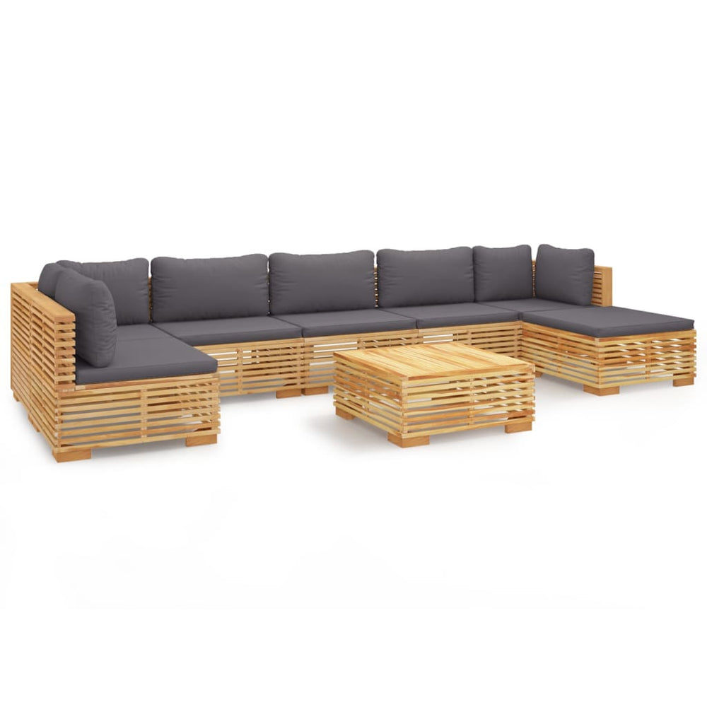 vidaXL Salon de jardin 8 pcs avec coussins Bois de teck massif