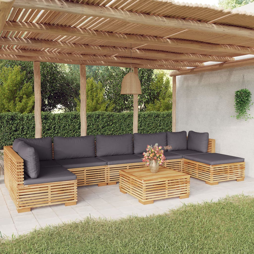 vidaXL Salon de jardin 8 pcs avec coussins Bois de teck massif