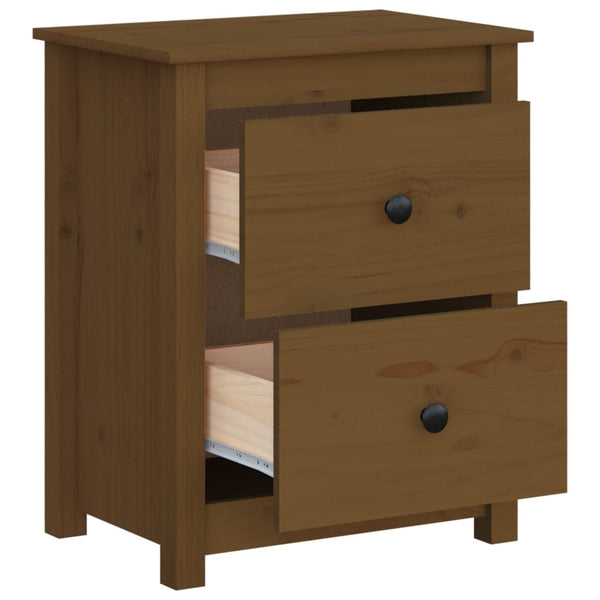 vidaXL Table de chevet marron miel 50x35x61,5 cm pin massif
