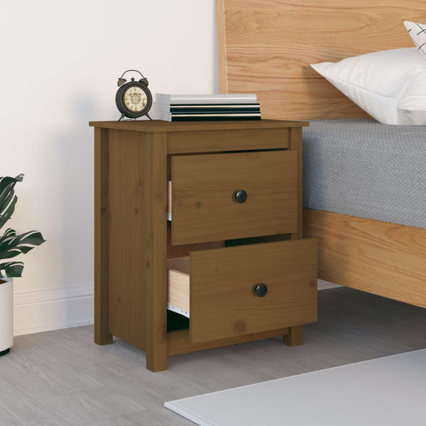 vidaXL Table de chevet marron miel 50x35x61,5 cm pin massif