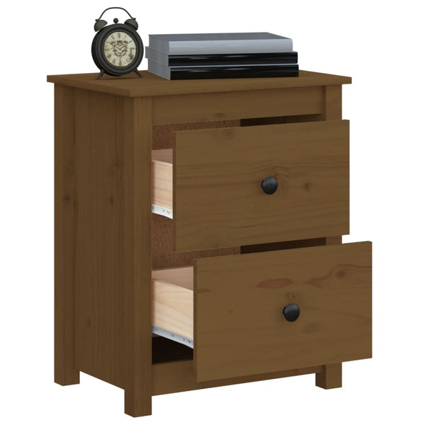 vidaXL Table de chevet marron miel 50x35x61,5 cm pin massif